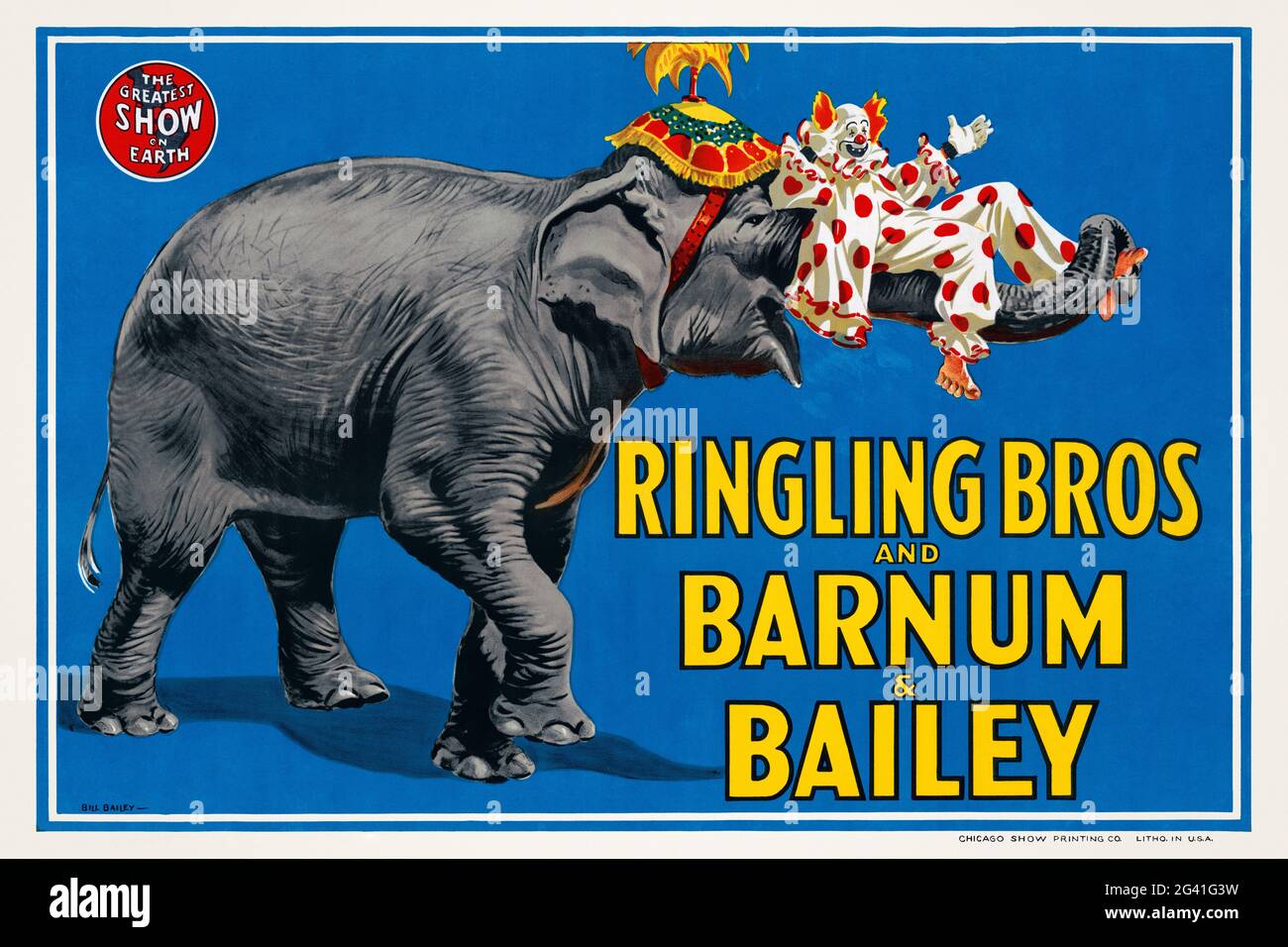 Ringling Bros and Barnum & Bailey. The greatest show on earth by Bill Bailey (1886-1966). Restored vintage poster published in 1945 in the USA. Stock Photo