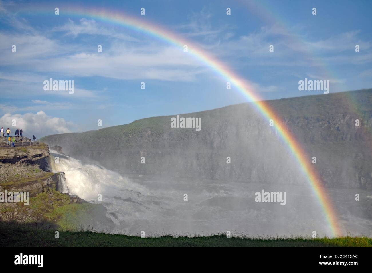 Rainbow over Gullfoss Stock Photo