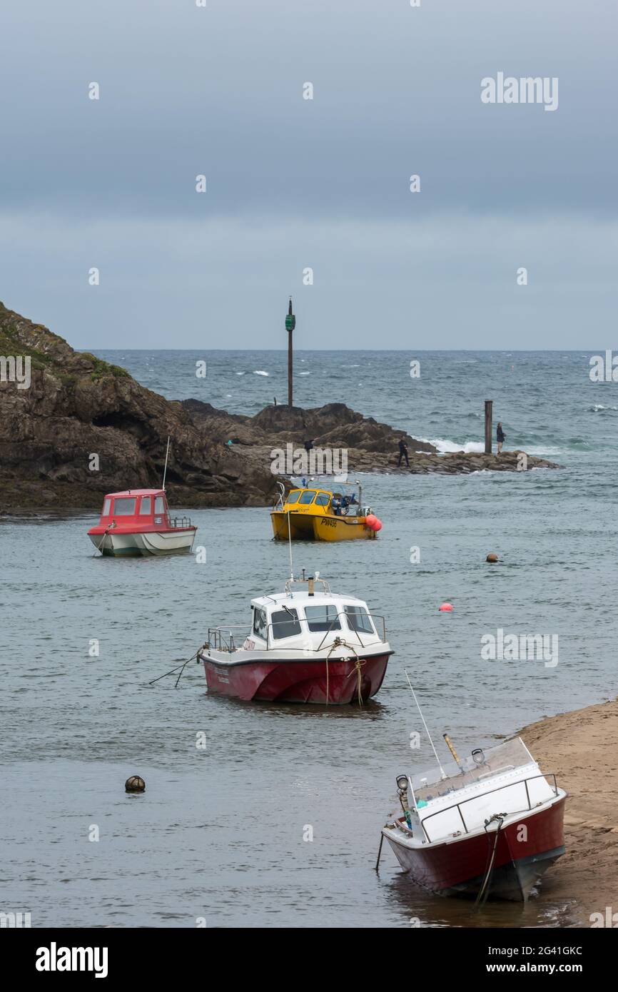 Boats in Bude Harbour Stock Photo