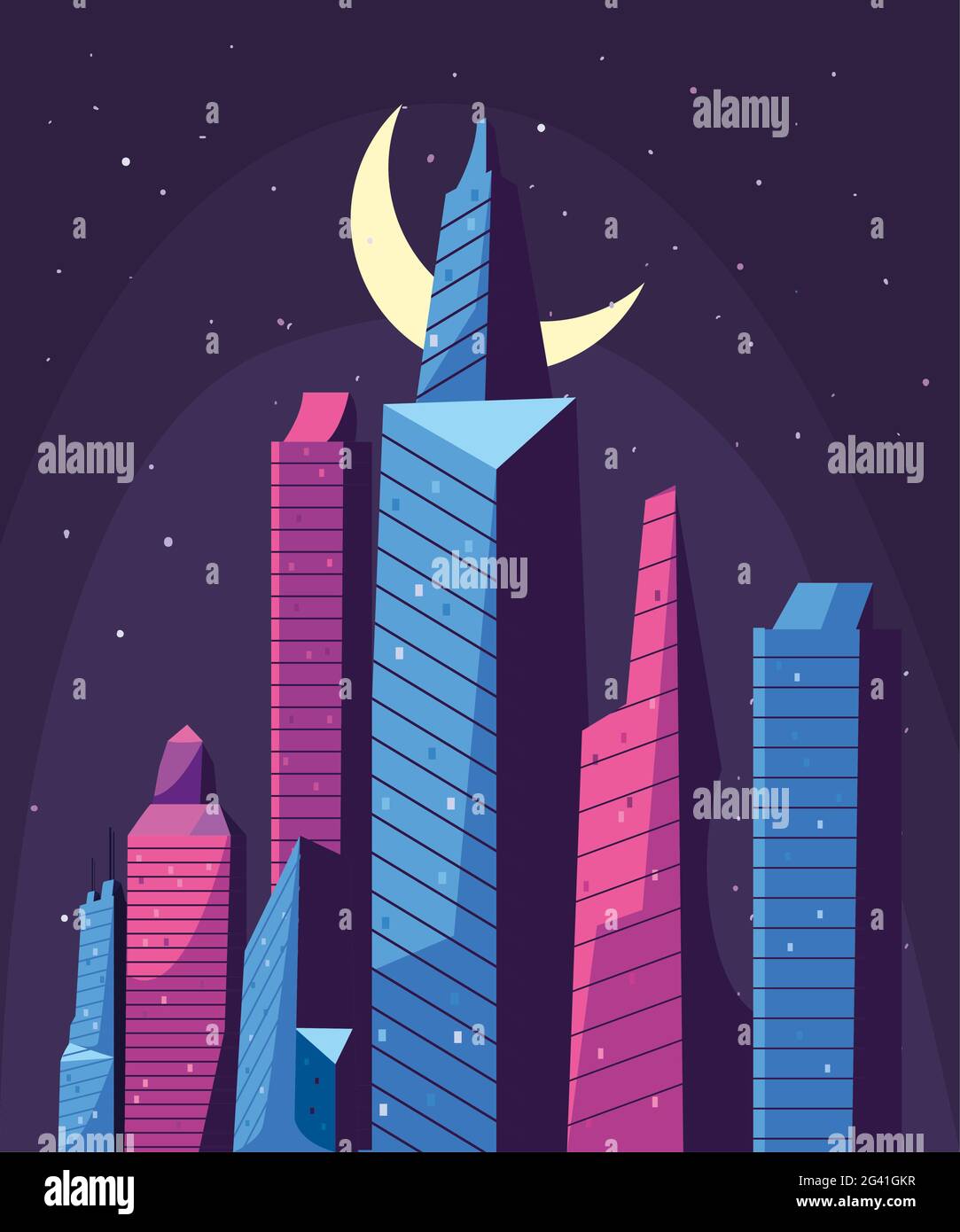 city and urban buildings in front of moon Stock Vector Image & Art - Alamy