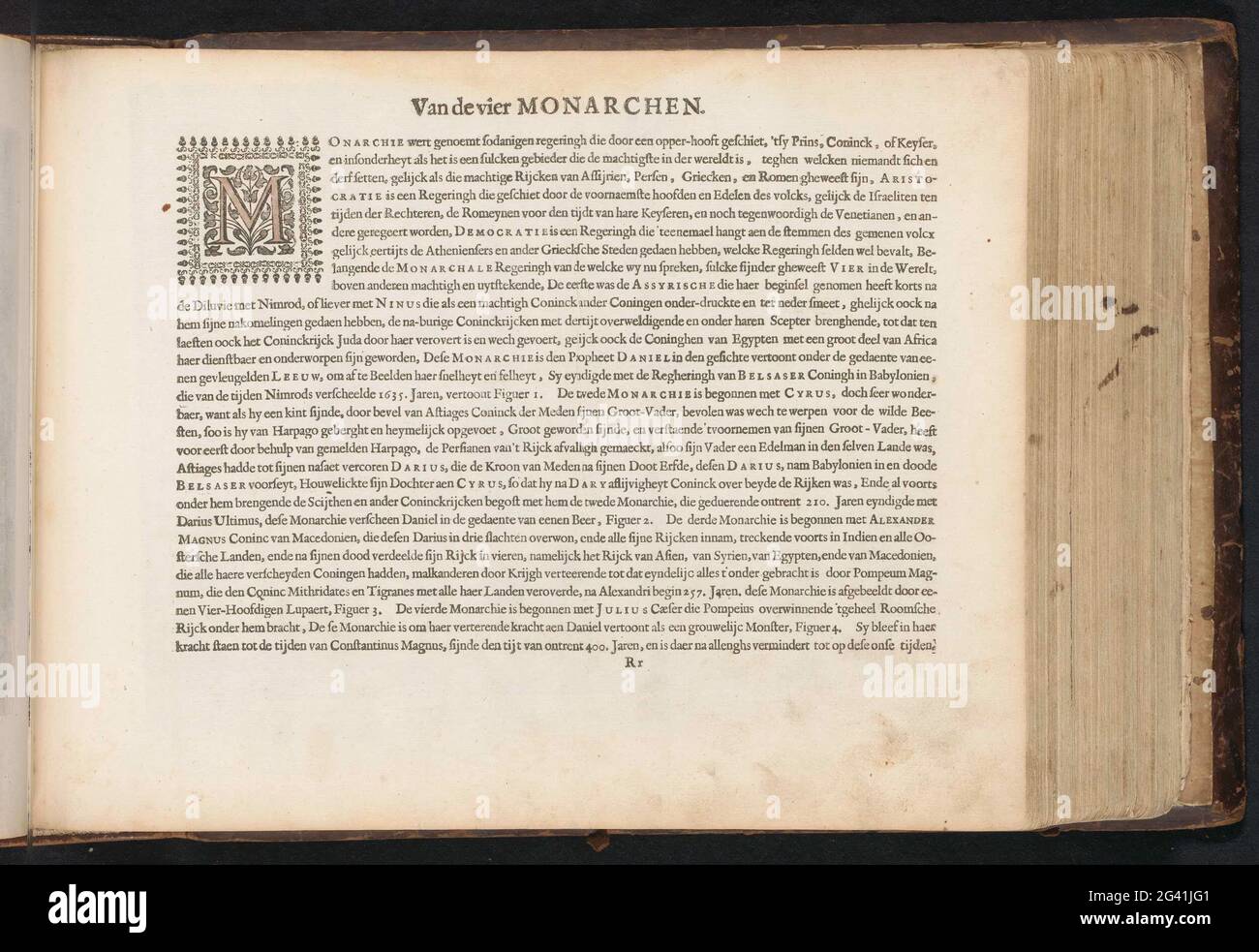 Of the four monarchs; Den Grooten Figuer Bibel (...). Text sheet at a