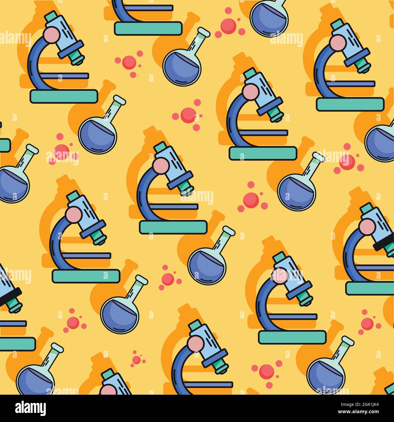 chemistry science flasks and microscopes background Stock Vector Image