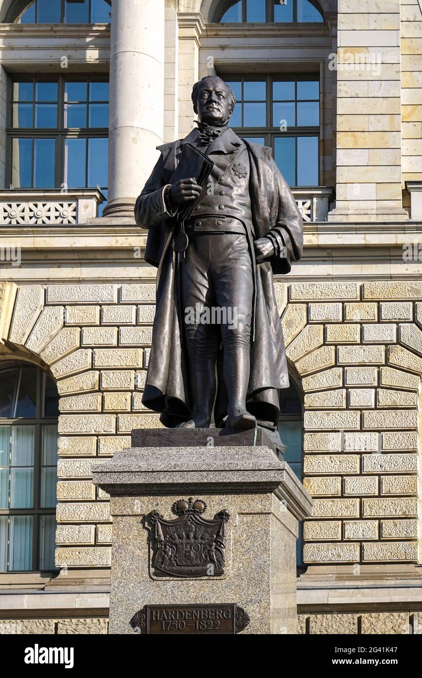 Statue of August Fuerst von Hardenberg outside the Berlin State ...