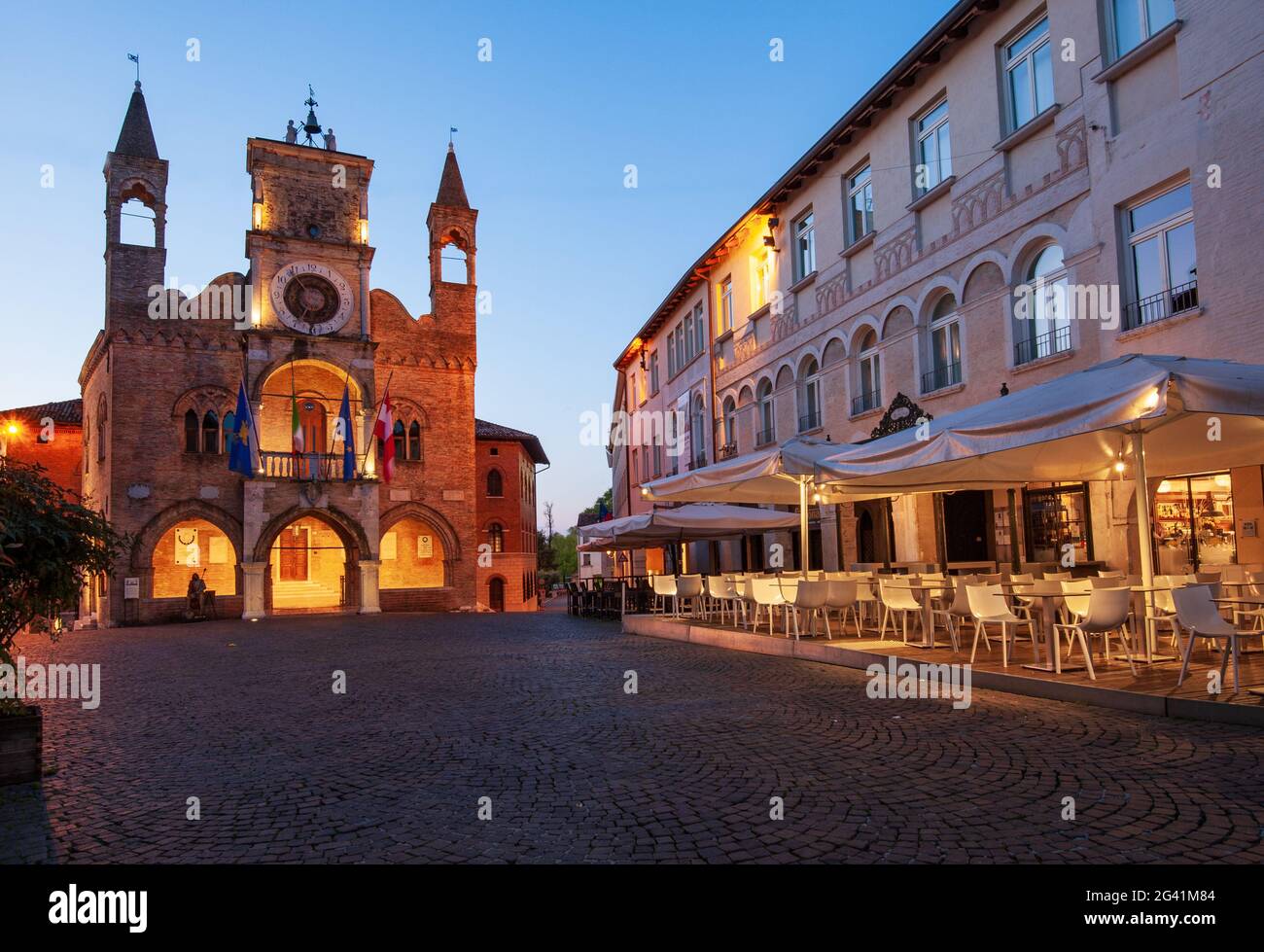 The medieval town hall of Pordenone in the Friuli Venezia Giulia Region is the symbol of the city. Italy Stock Photo