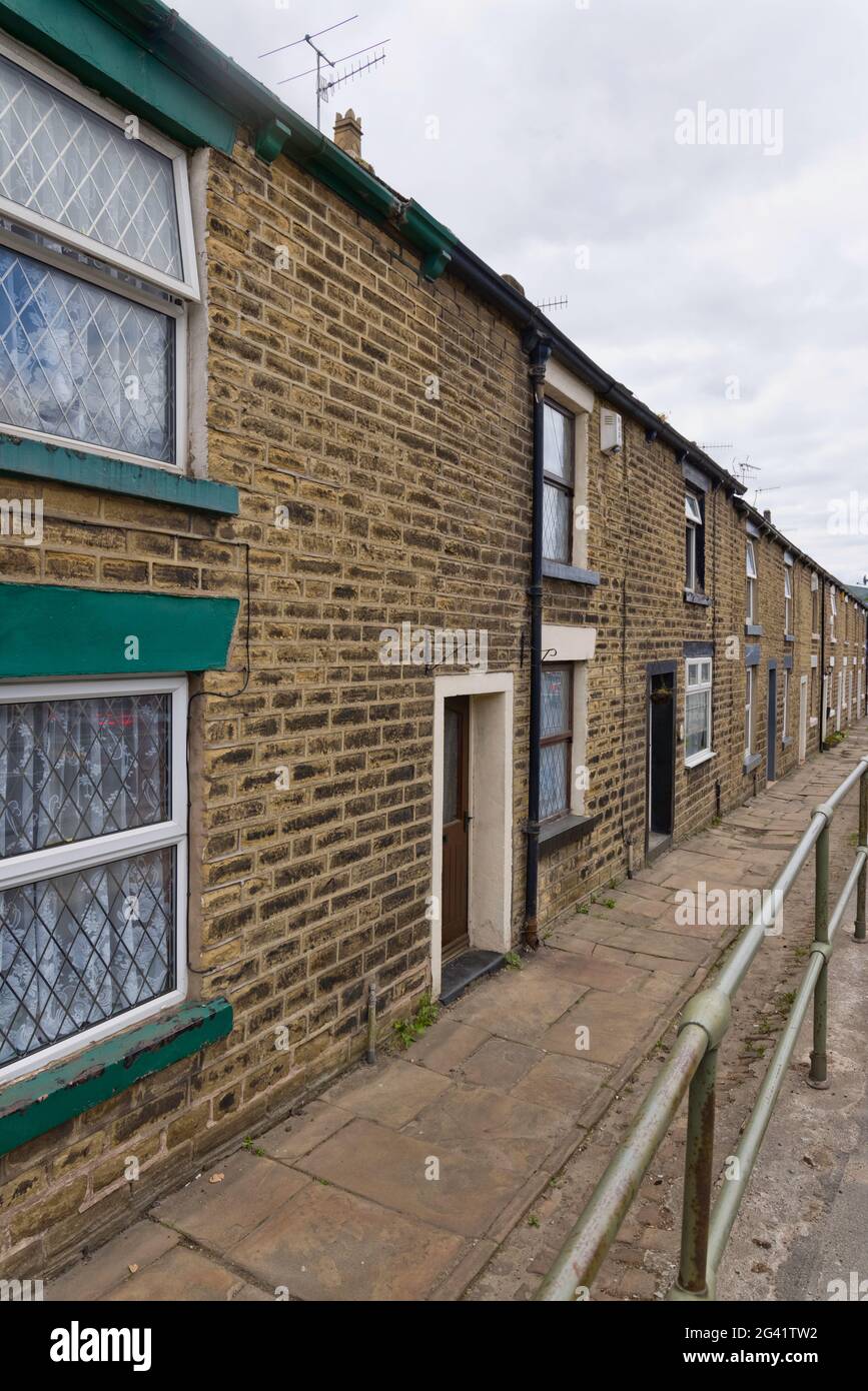 Line of terraced, or row, houses near the town centre in Glossop