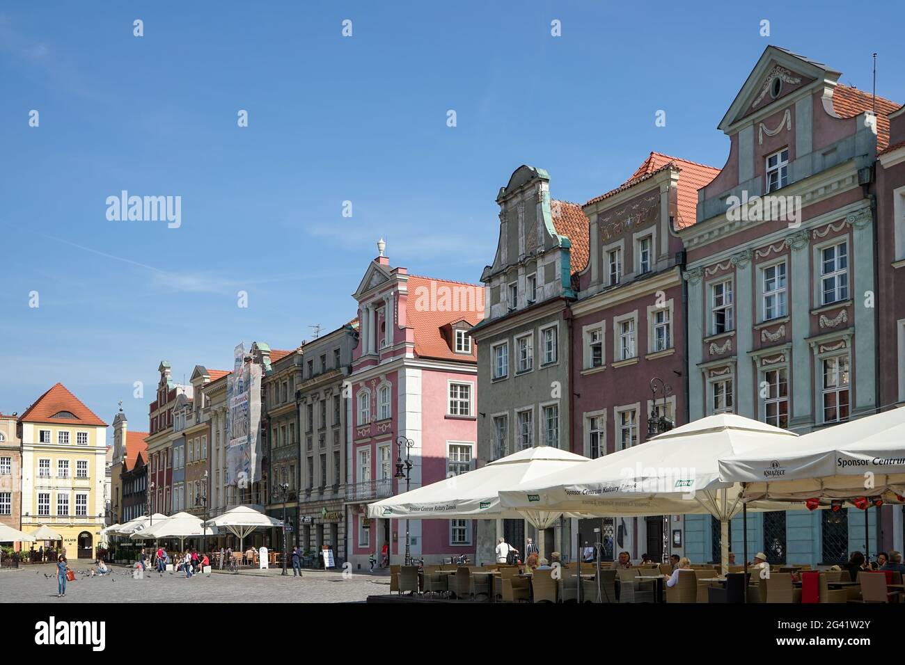 Row of multicoloured houses in Poznan Stock Photo