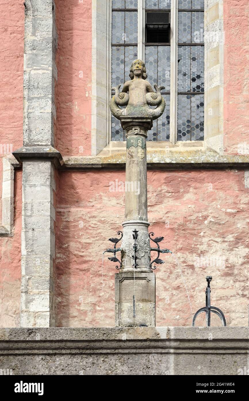 Merman statue in Rothenburg Stock Photo