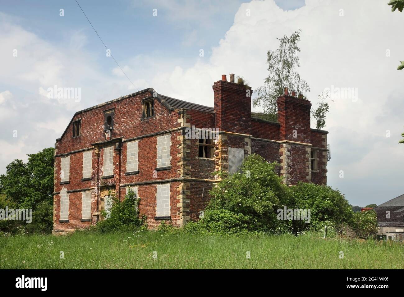 The "at risk" 17th century Grade II* listed Grimethorpe Hall, Brierley