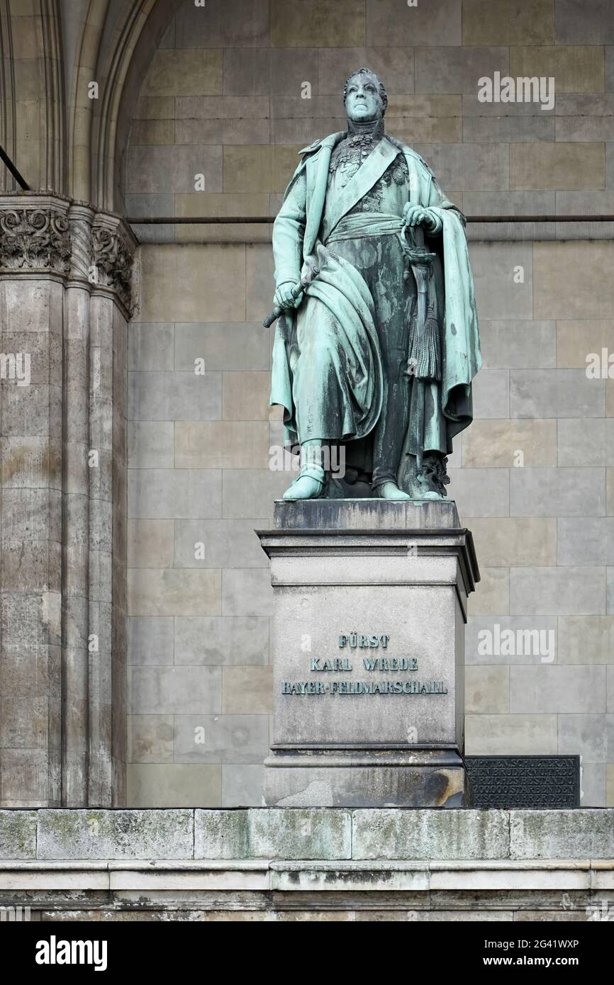 Statue of Karl Wrede at Feldherrnhalle in Munich Stock Photo