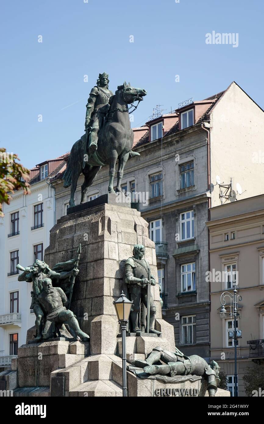 Grunwald statue in Krakow Stock Photo