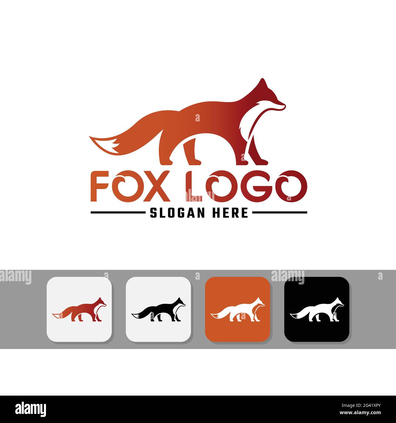 Modern Fox Silhouette in Orange Color Logo Design. Suitable to be used as a mascot for digital applications, brands, or company logos. Simple and flat Stock Vector