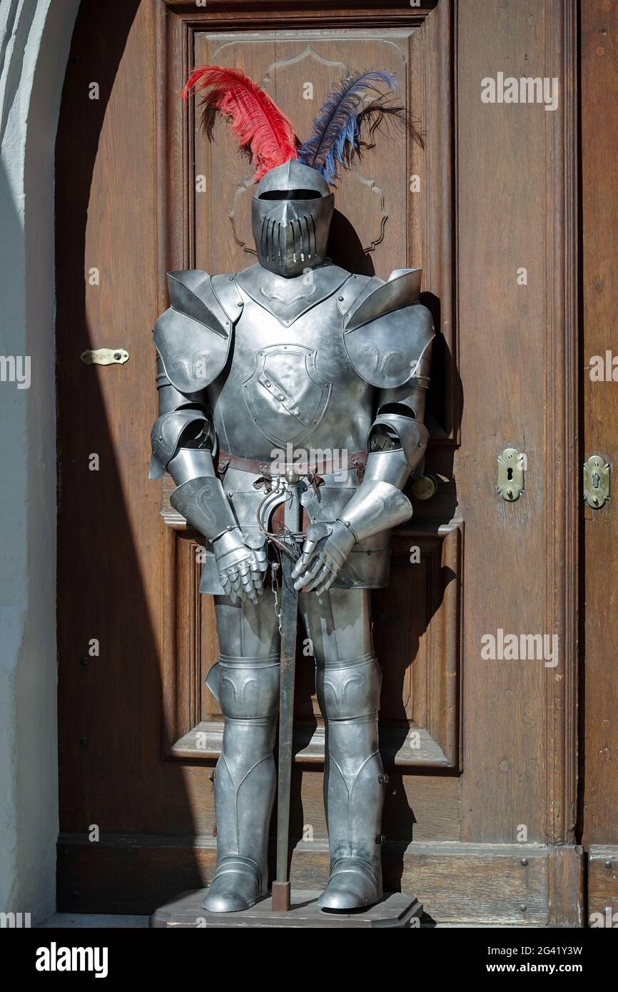 Replica of a knight's suit of armour in Rothenburg Stock Photo