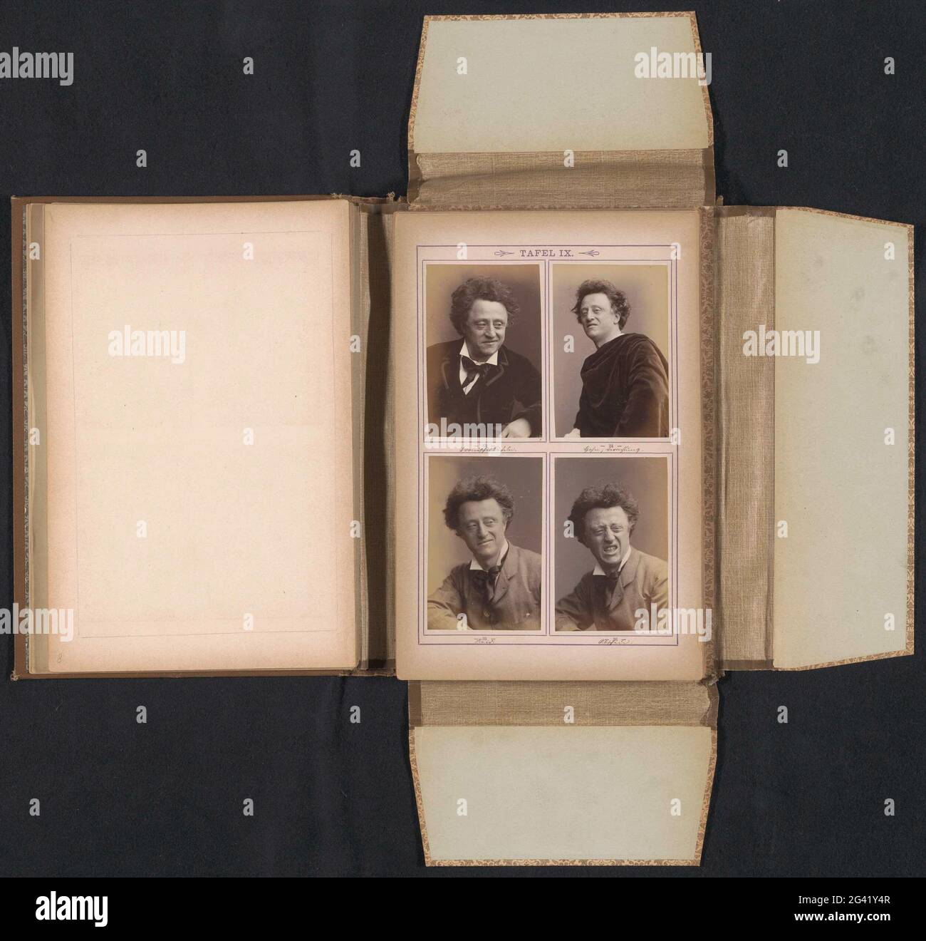 Four portraits of a man with facial expressions of ironic laughing