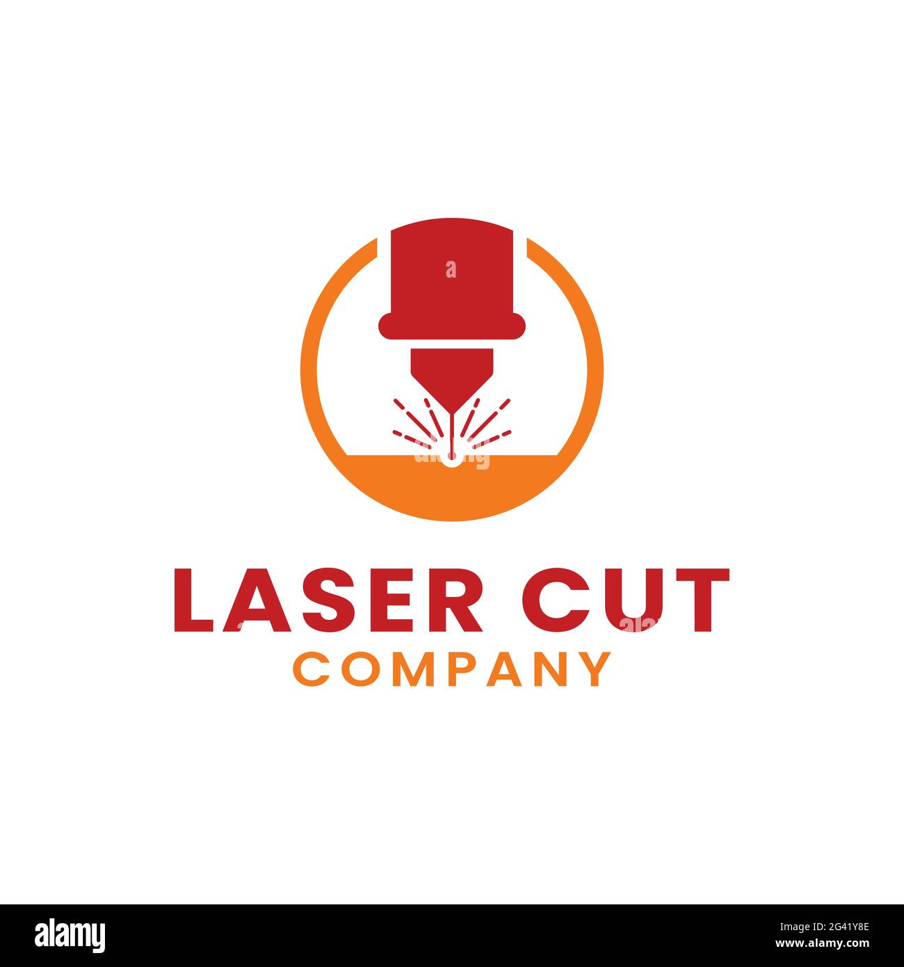Laser Beam Plasma Machine Cutting Engraving Welding Melting Milling Manufacturing Metalwork Workshop Industry Company Simple Flat Logo Design Stock Vector