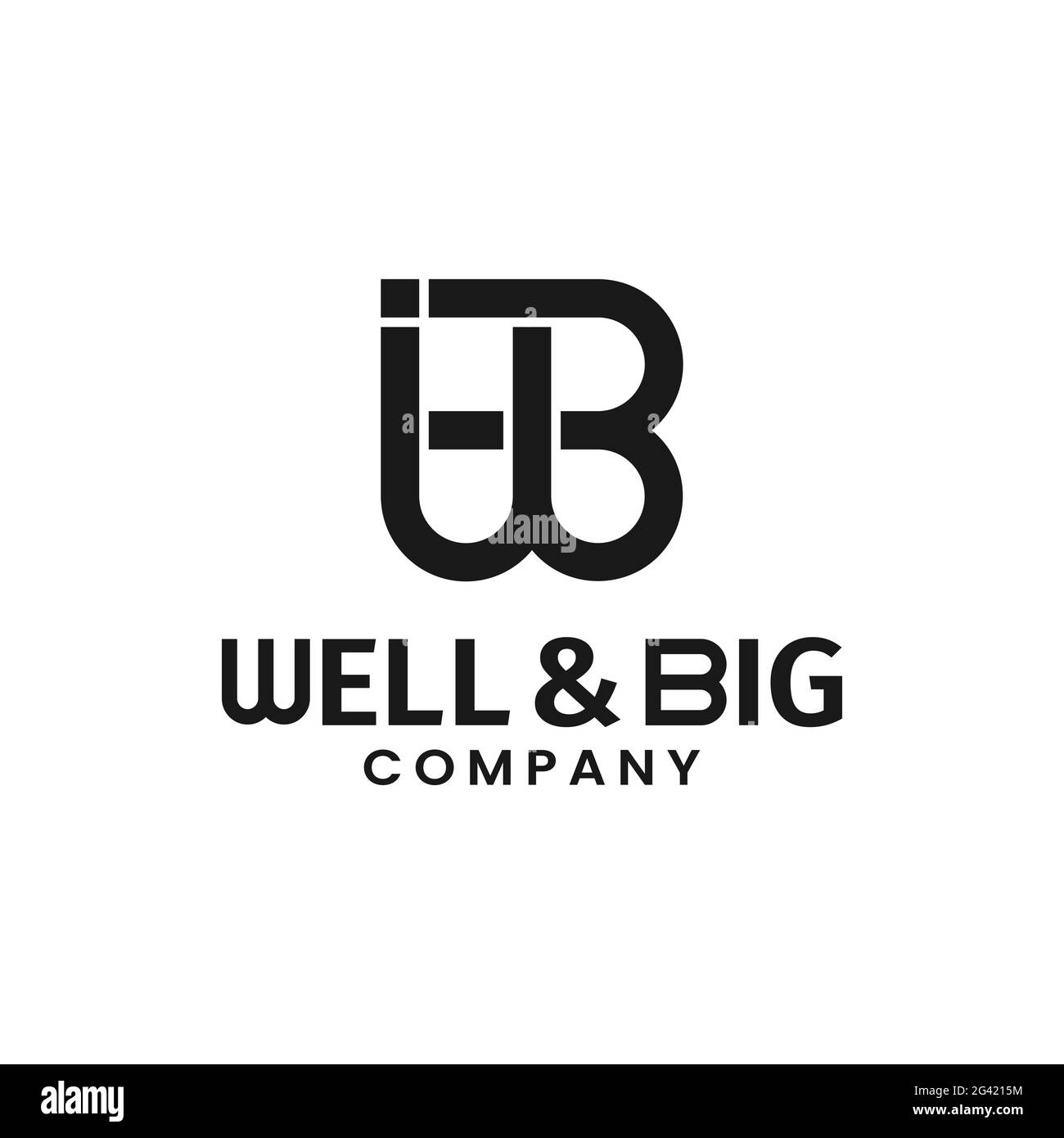 Monogram Initial Letter WB BW Simple Elegant Minimalist Unique Retro Vintage Logo Design Stock Vector