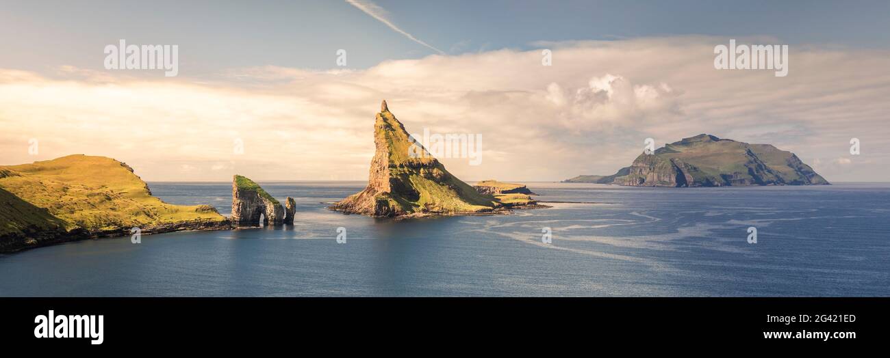 Rock formations of Drangarnier and Tindholmur Island and Mykines on ...