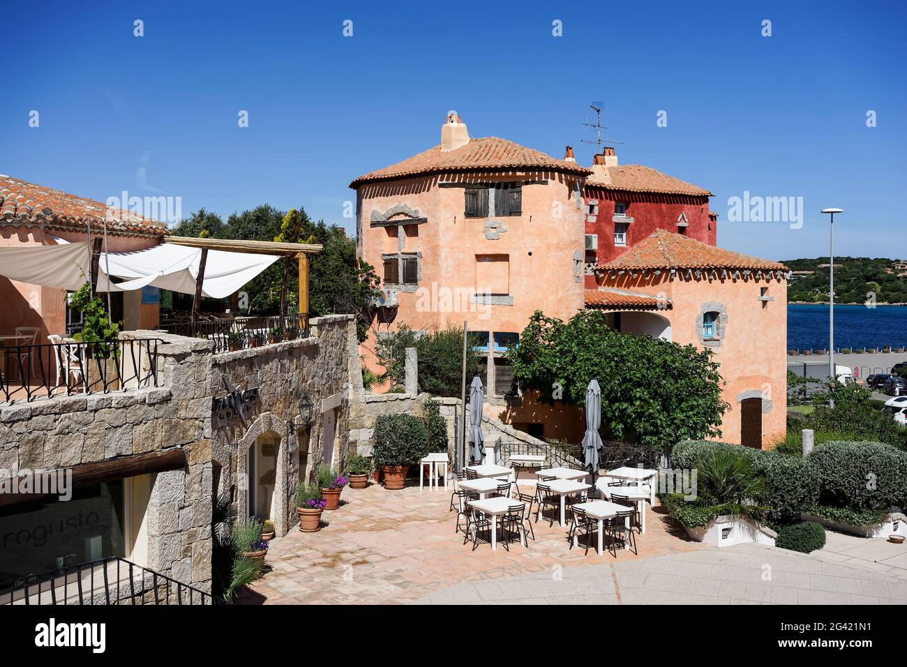 Cafe and bar in Porto Cervo Stock Photo