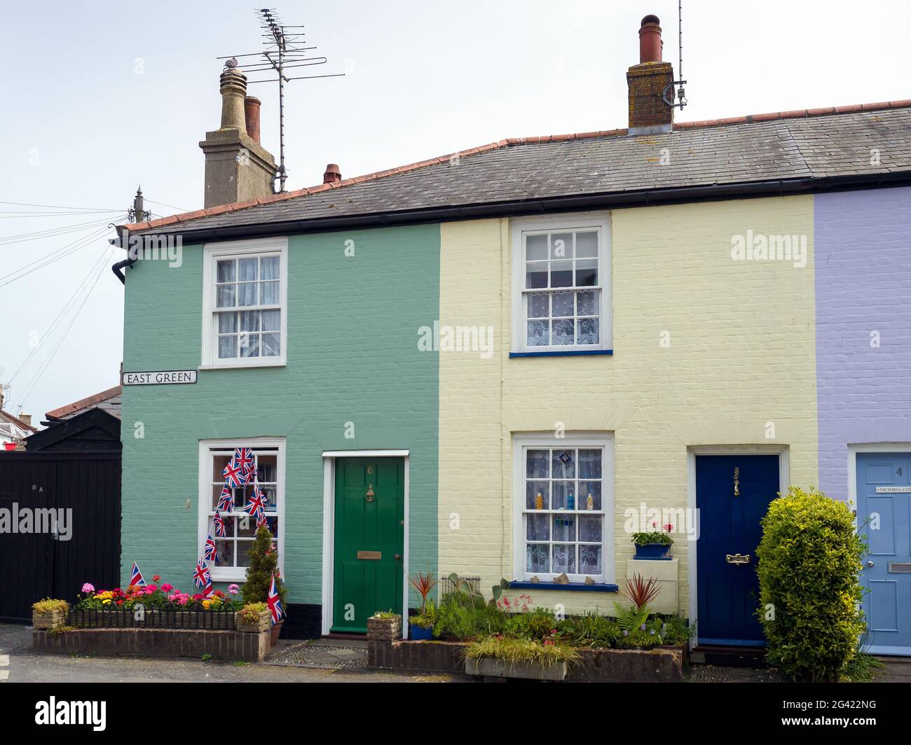 Row of Colourful Houses in Southwold Stock Photo