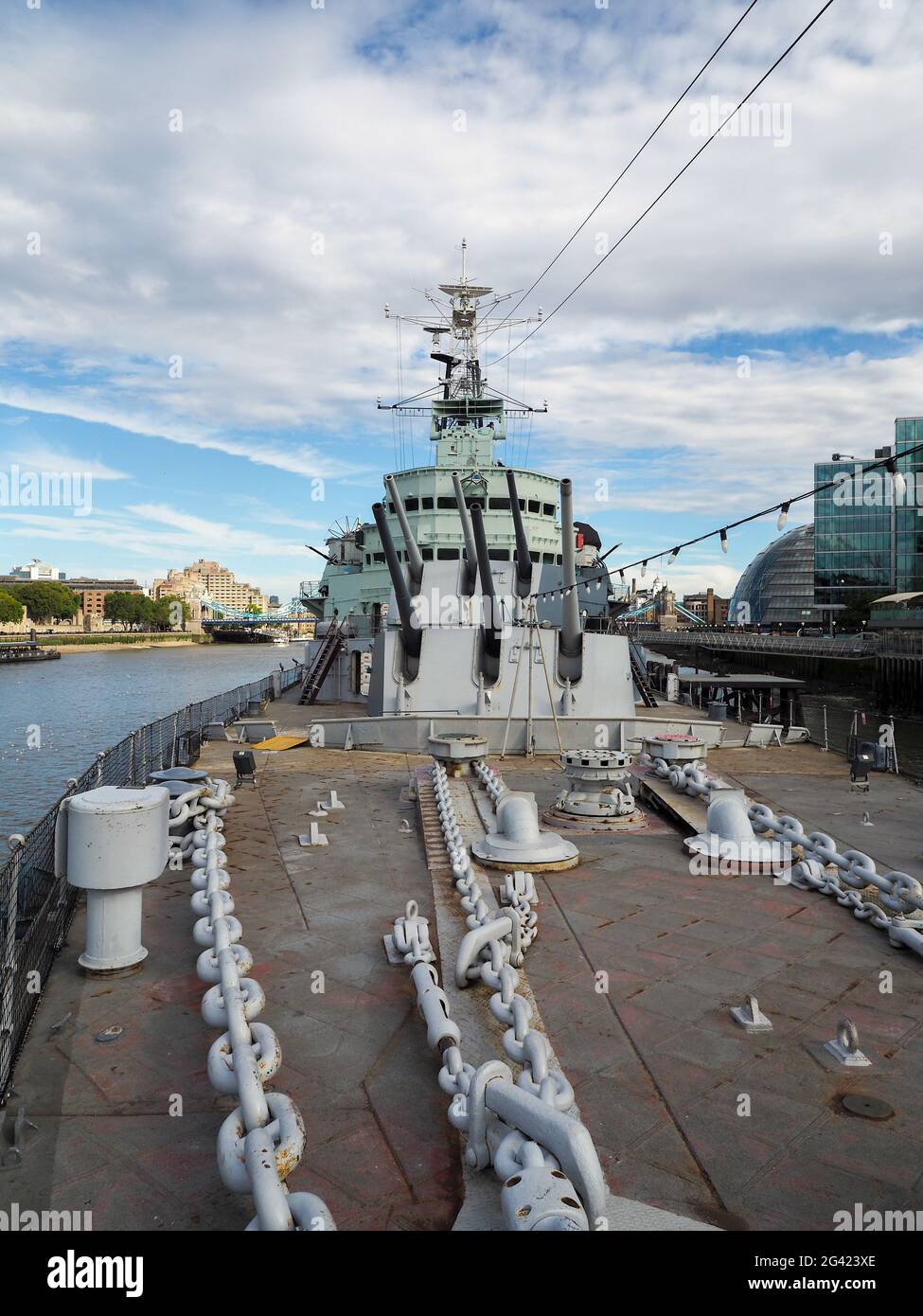 Anchor Chains on the Deck of HMS Belfast Stock Photo