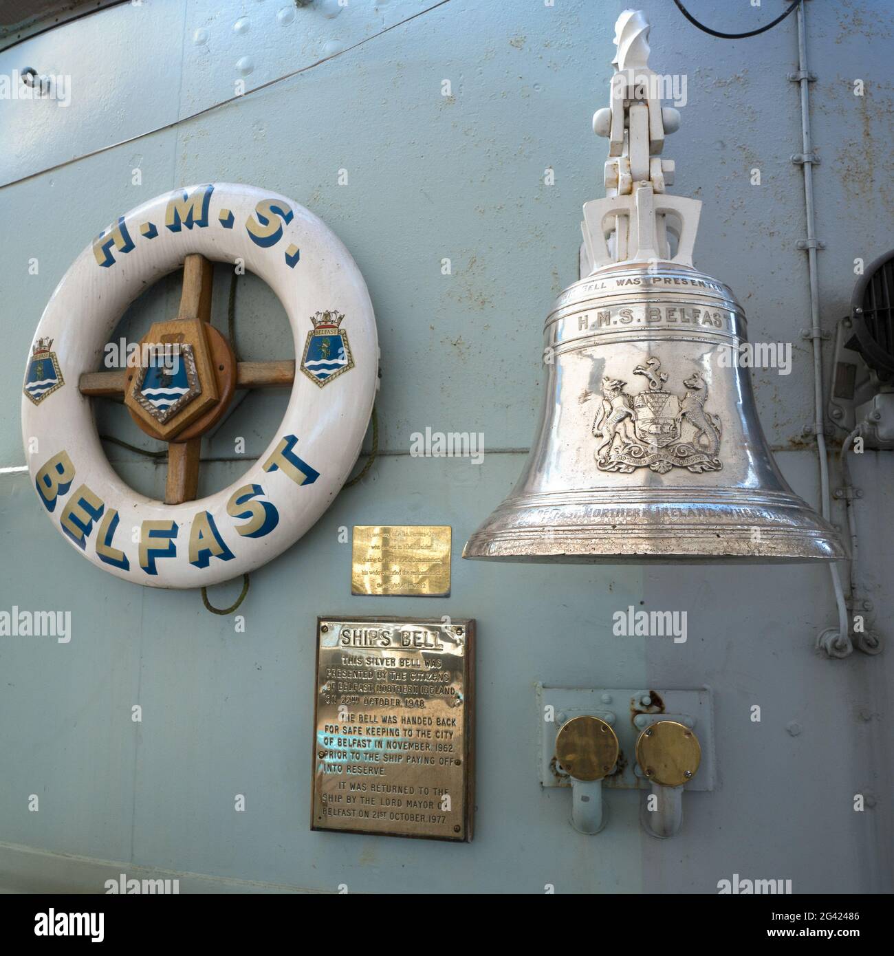 HMS Belfast Ship's Bell Stock Photo