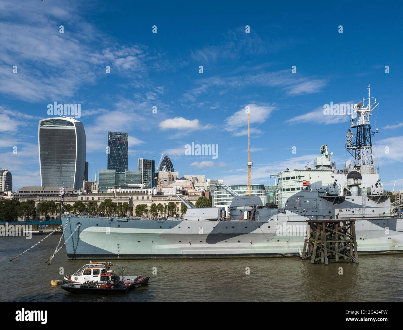 HMS Belfast Moored in the Pool of London Stock Photo