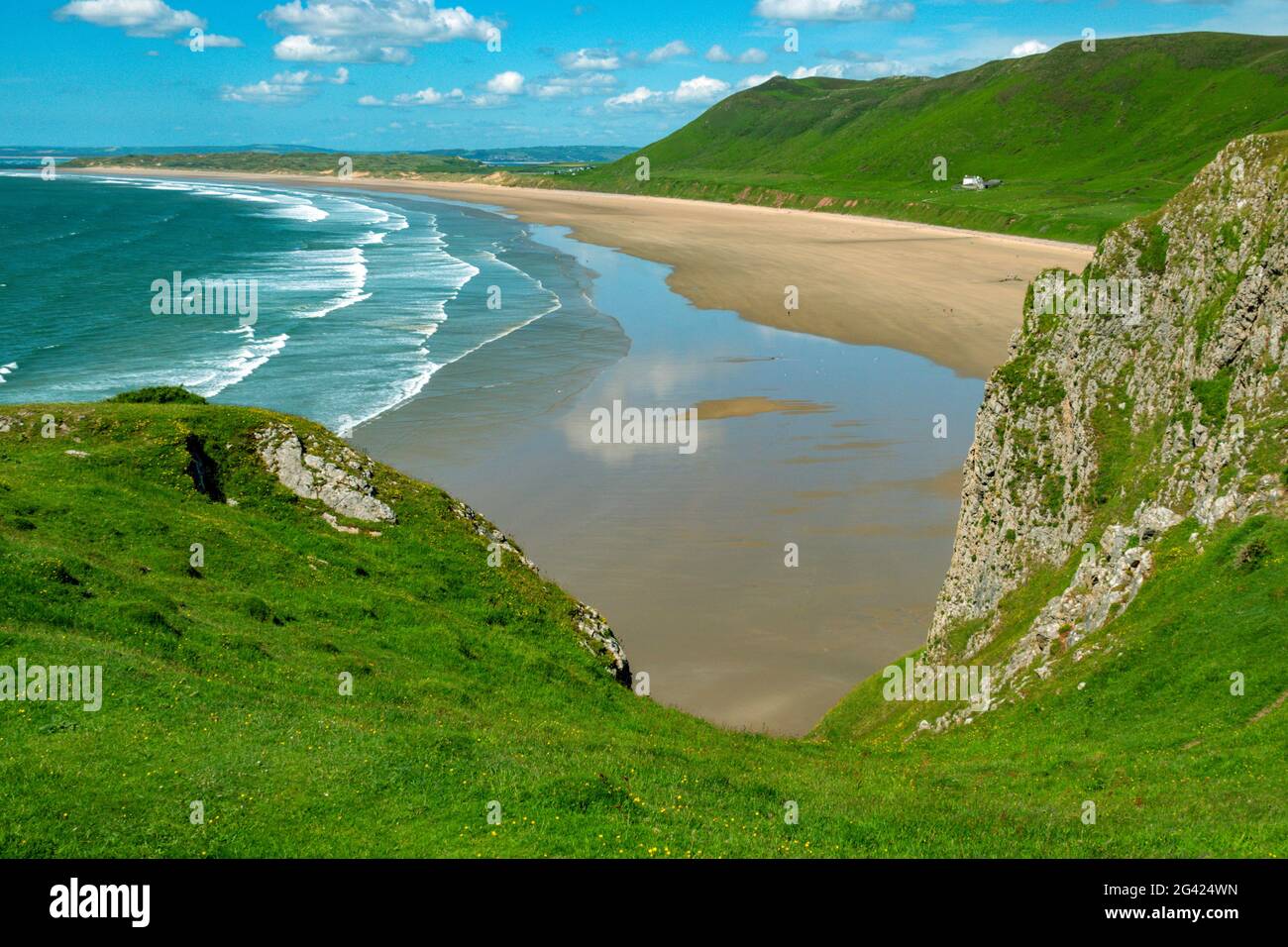 Great weather and the amazing beach at Rhossili, the Gower, South Wales