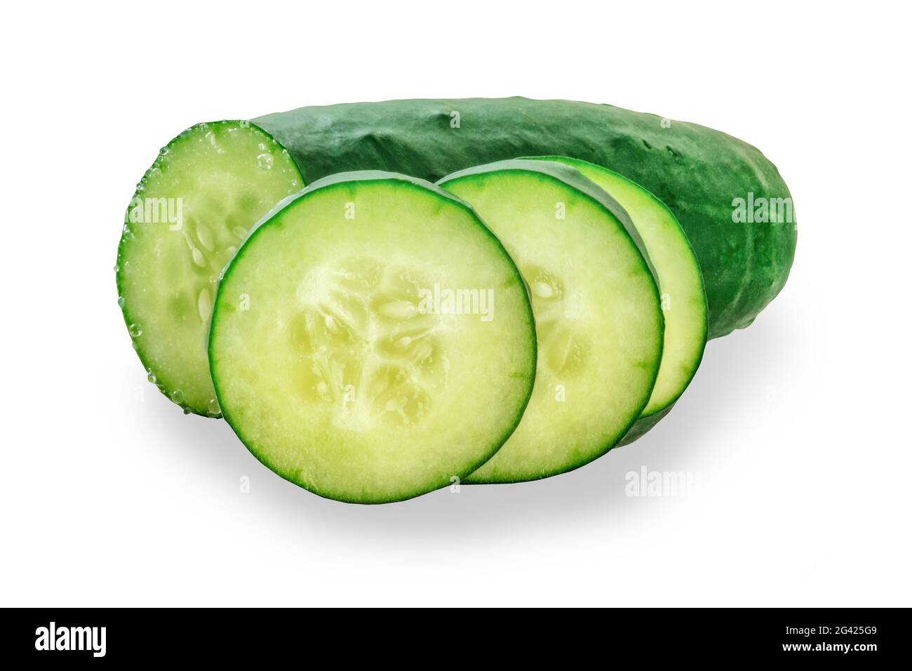 Cucumber slices, isolated on a white background Stock Photo