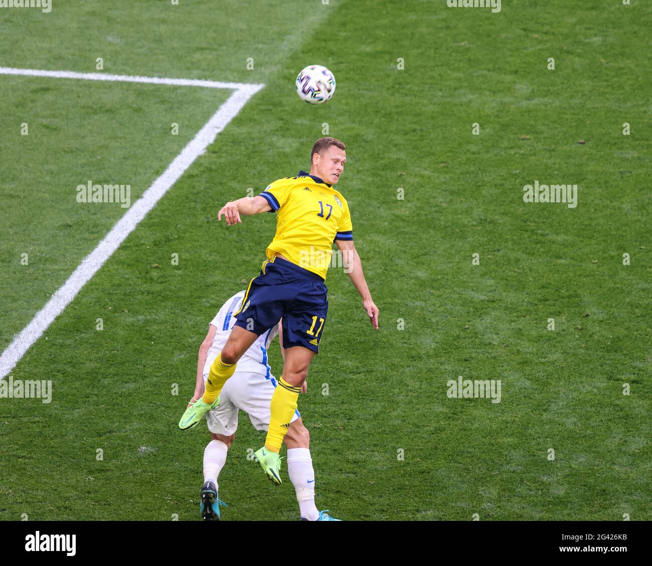 Saint Petersburg, Russia. 18th June, 2021. Viktor Claesson (17) of Sweden in action during the European championship EURO 2020 between Sweden and Slovakia at Gazprom Arena. (Final Score; Sweden 1:0 Slovakia). Credit: SOPA Images Limited/Alamy Live News Stock Photo