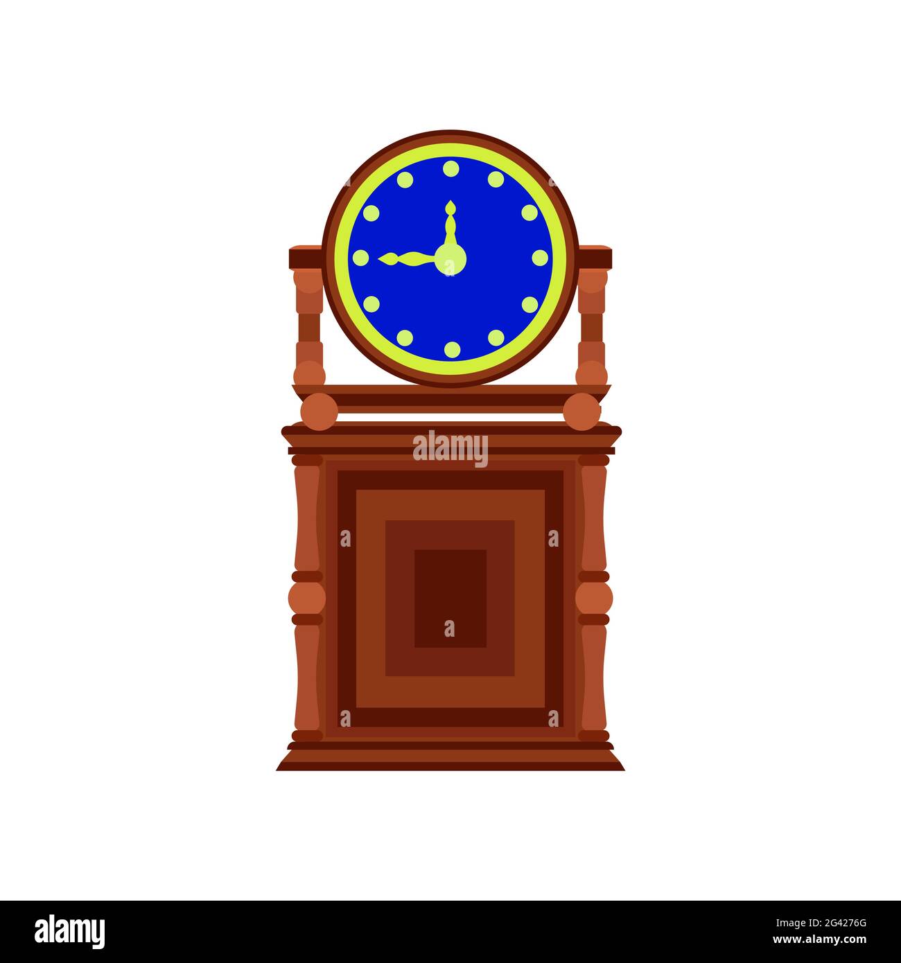 Vintage clock time vector isolated white face watch. Retro clock