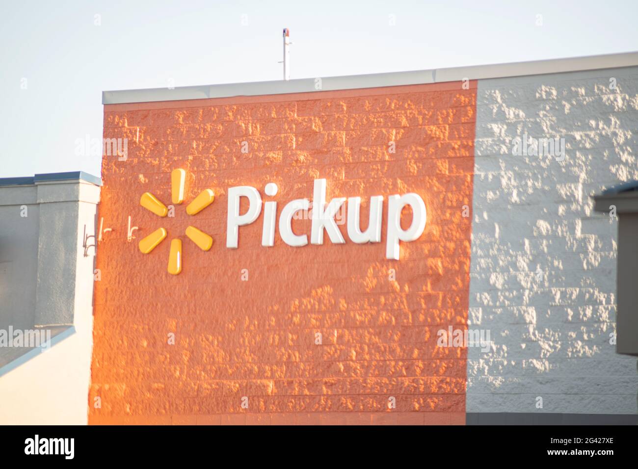 Vidalia, / USA May 6, 2021 The signage of Walmart’s PickUp