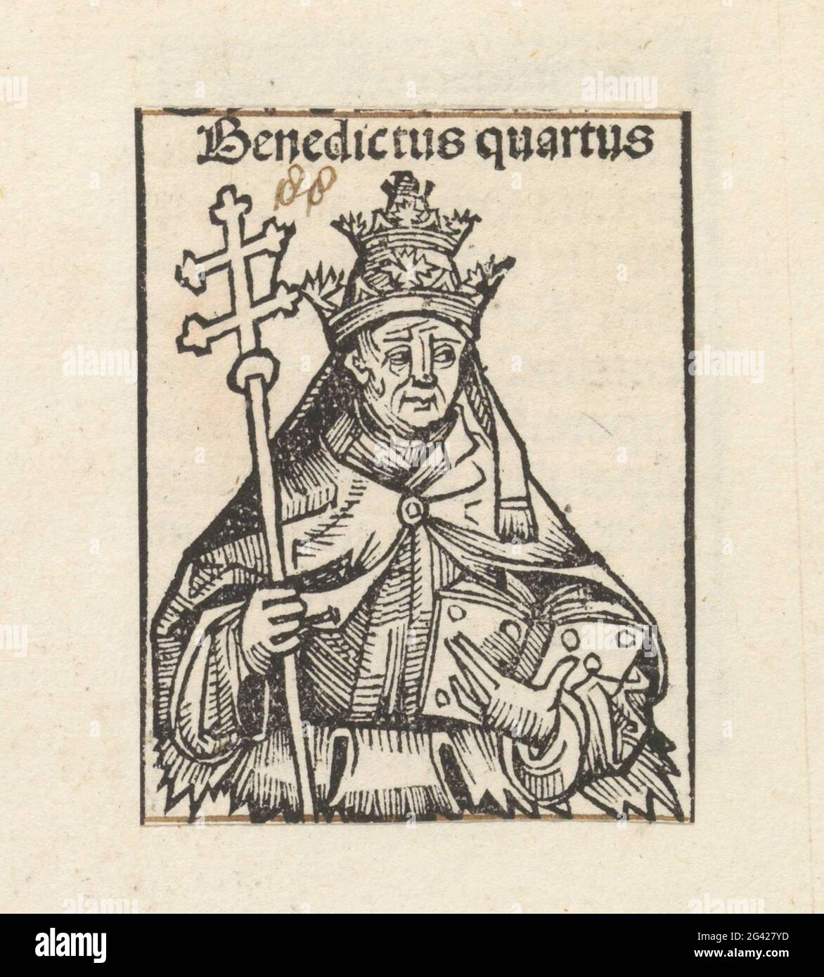 Pope Benedictus Iv Benedict Quartus Liber Chronicarum A Flower Celk With A Pope He Carries A