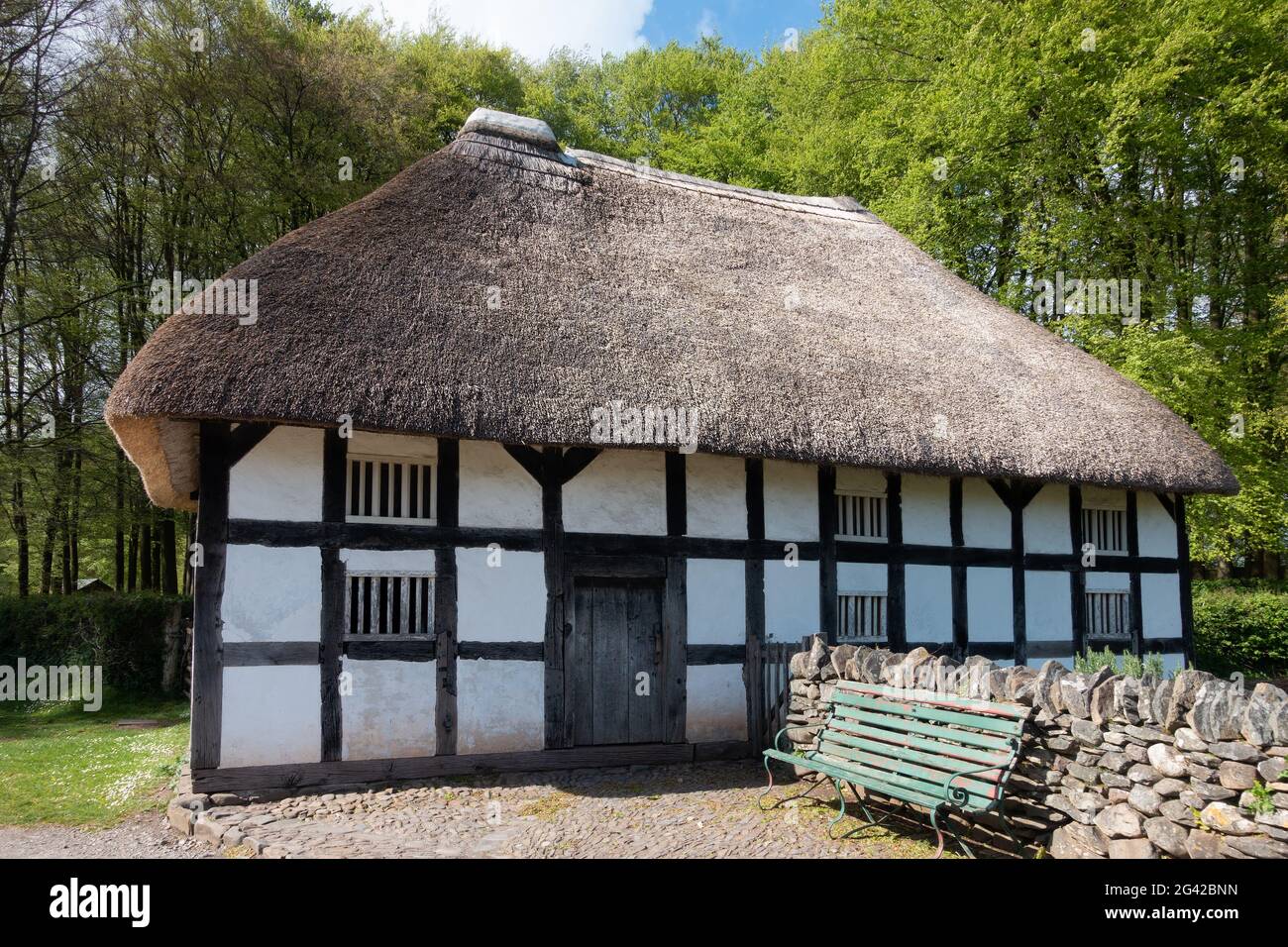 CARDIFF, UK - APRIL 27 : View of Abernodwydd Farmhouse at St Fagans National Museum of History in Cardiff on April 27, 2019 Stock Photo