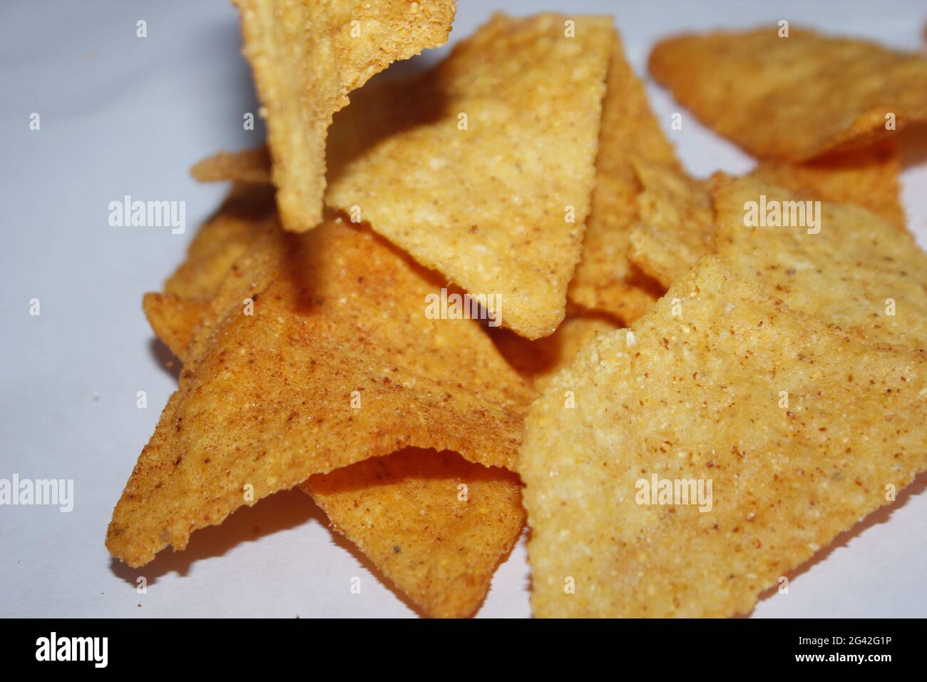 A group of Doritos chips on white background Stock Photo Alamy