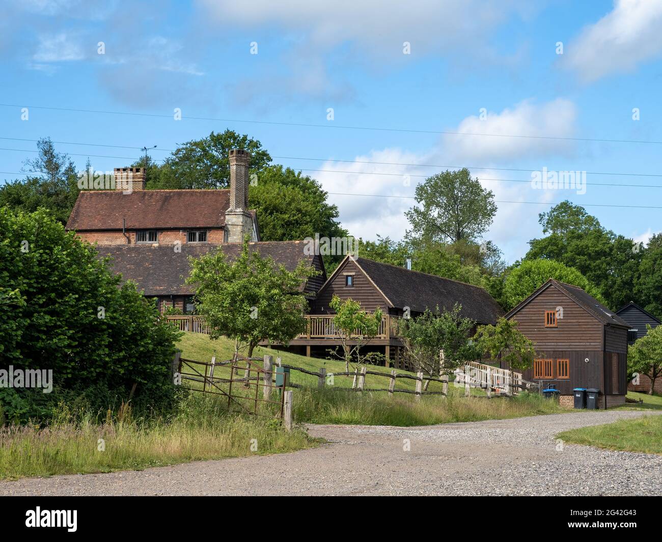 KINGSCOTE, WEST SUSSEX/UK - JUNE 13 : Buildings at the Vineyard in Kingscote, West Sussex on June 13, 2020 Stock Photo