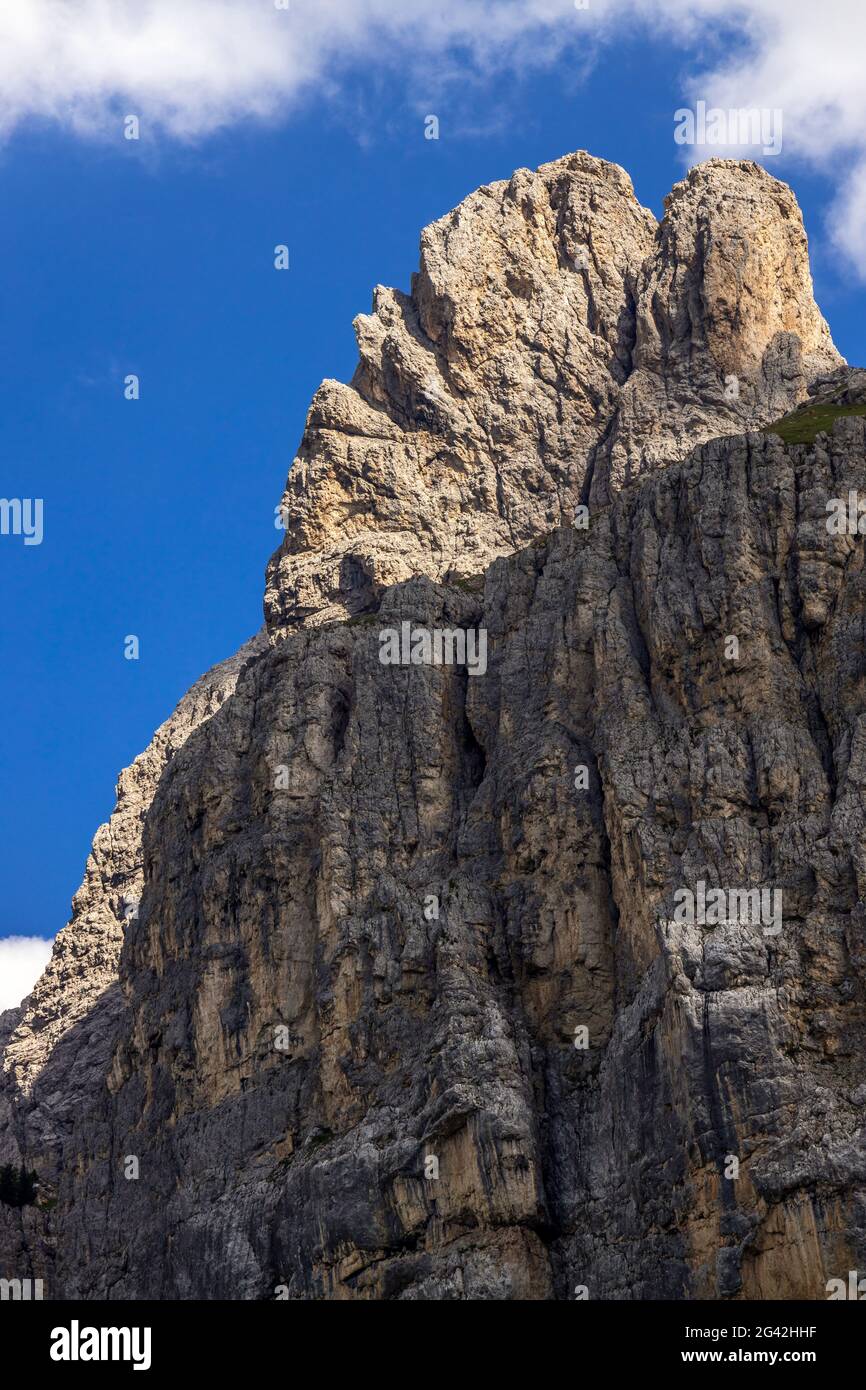 View of the Dolomites from Gardena Pass, South Tyrol, Italy Stock Photo