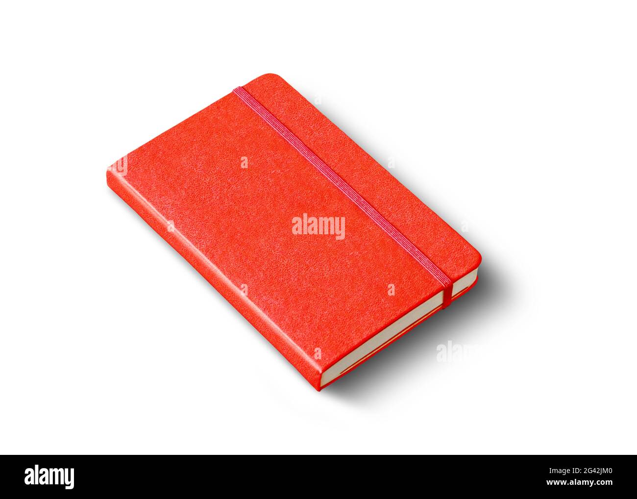 Red closed notebook isolated on white Stock Photo