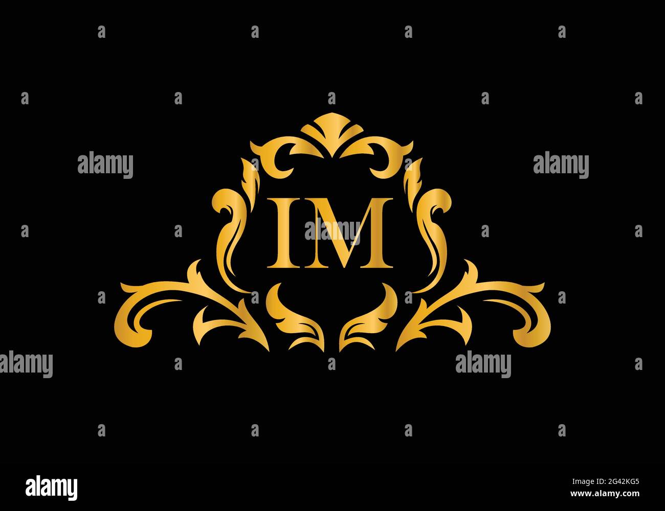 Luxury Alphabet letters IM. Golden Floral alphabet . Monogram initials ...