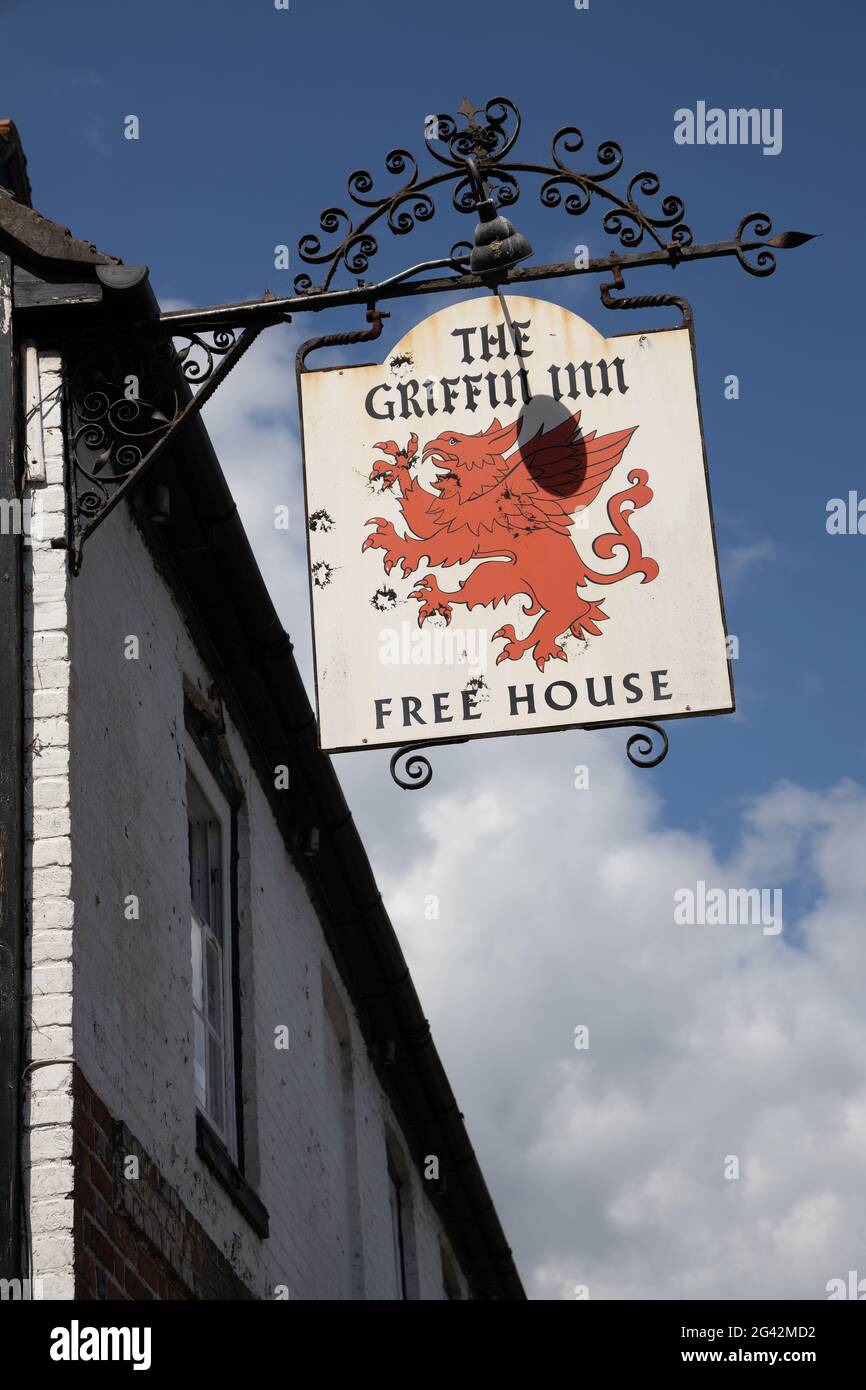 FLETCHING, EAST SUSSEX/UK - JULY 17 : View of the Griffin Public House sign in Fletching East Sussex on July 17, 2020 Stock Photo