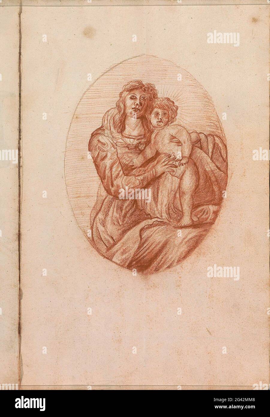 Madonna with child in an oval. Leaf 46 Recto from a sketchbook with 91 ...