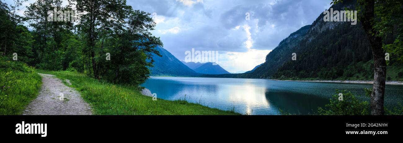 Scenic view of lake, Sylvenstein lake, Bavaria, Germany Stock Photo