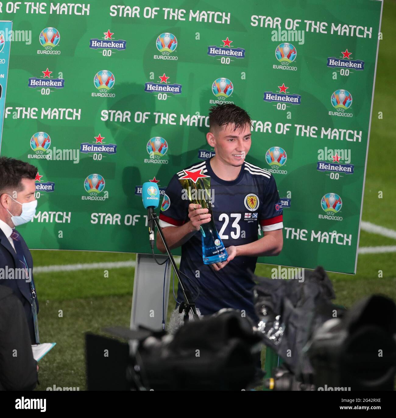 BILLY GILMOUR WITH STAR OF THE MATCH AWARD, ENGLAND V SCOTLAND, 2021