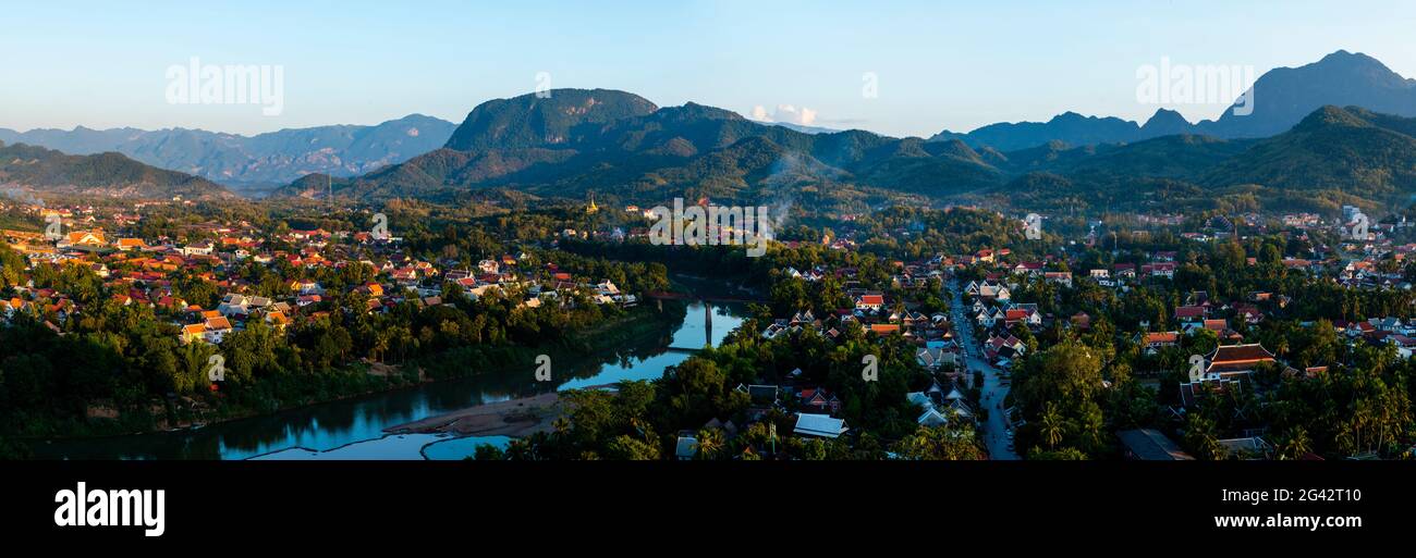 Cityscape of Luang Prabang with Nam Khan river, Laos Stock Photo