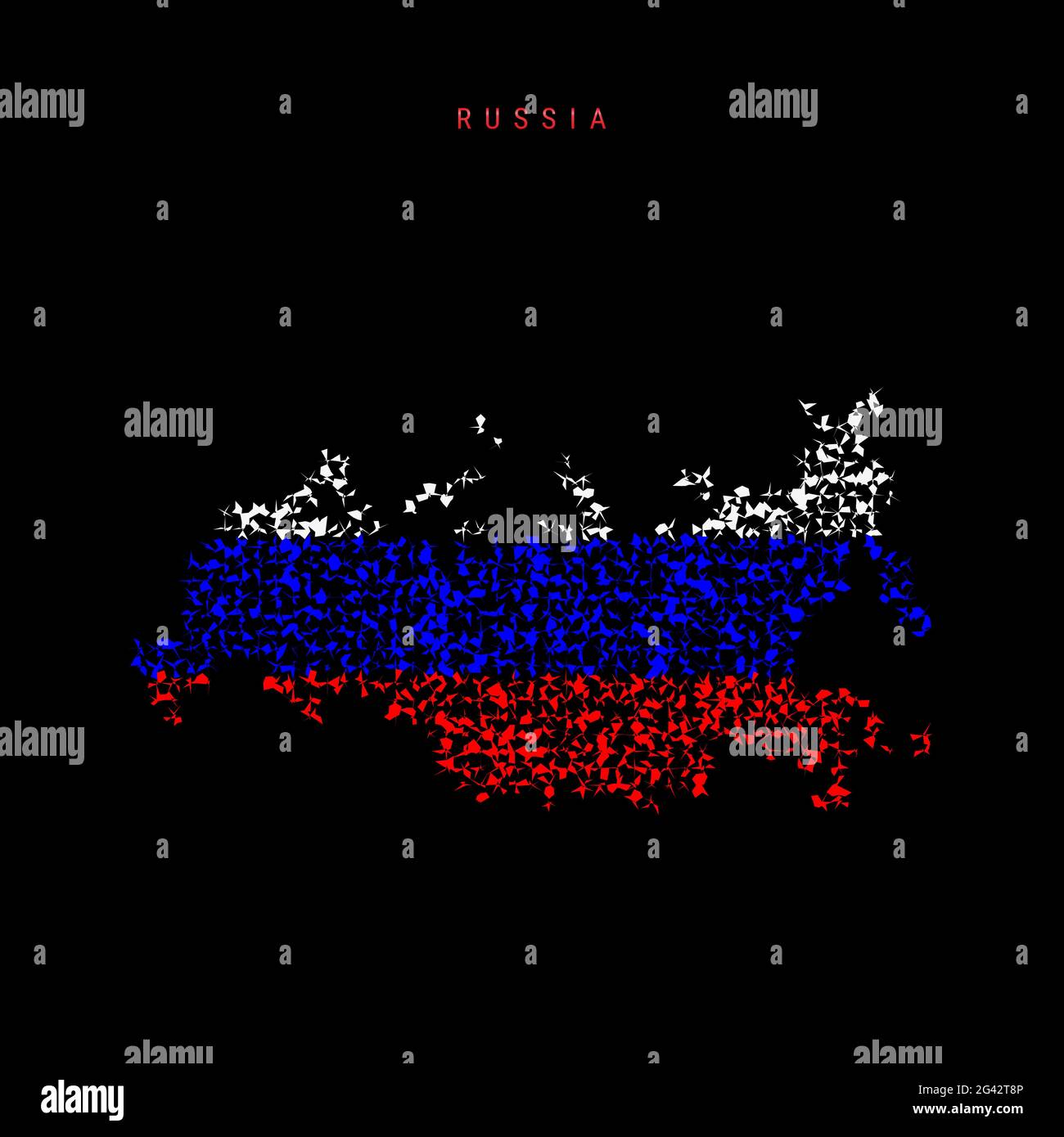 Russia flag map chaotic particles pattern Vector Image