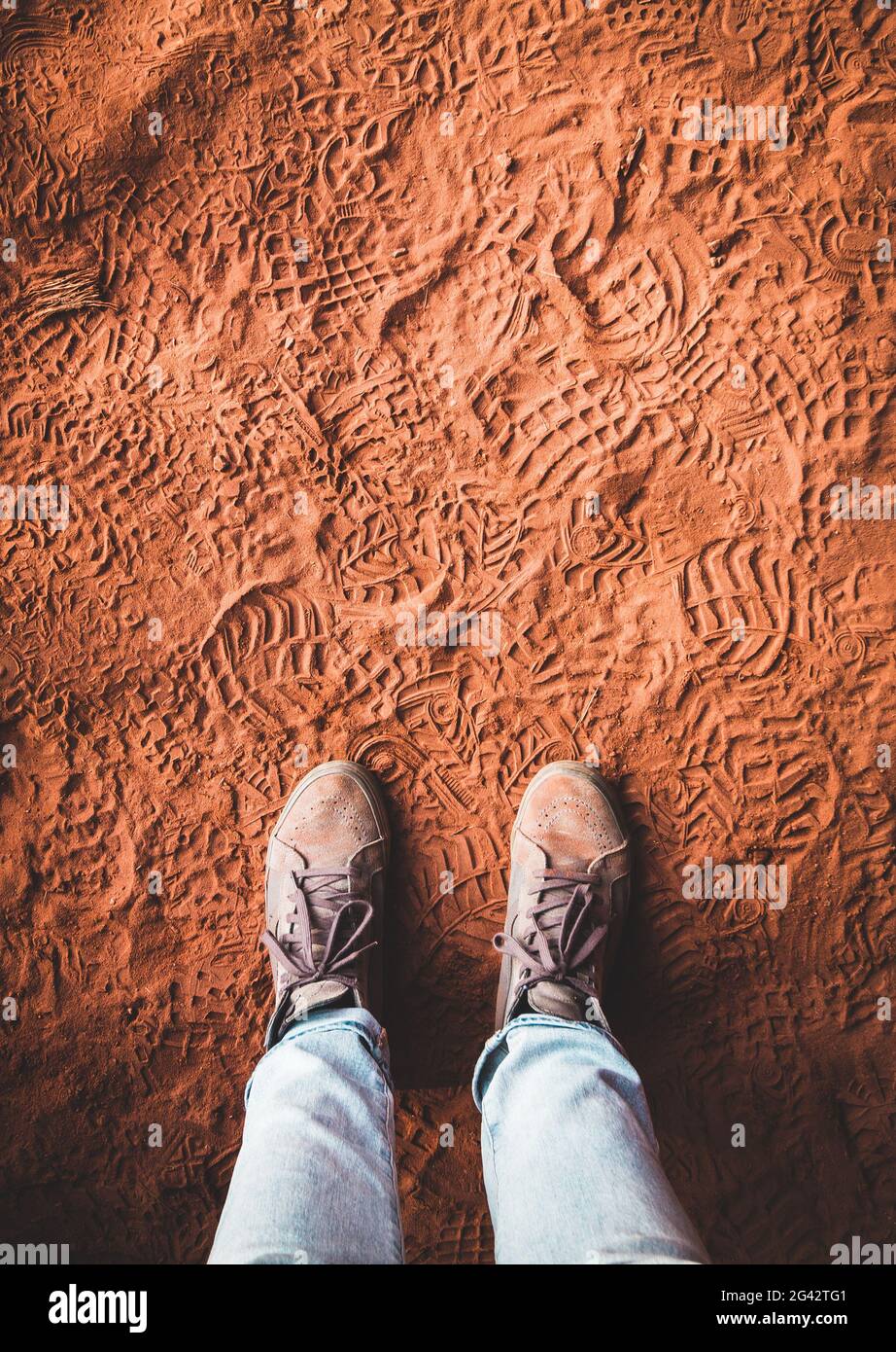 Foot prints in Mars Stock Photo