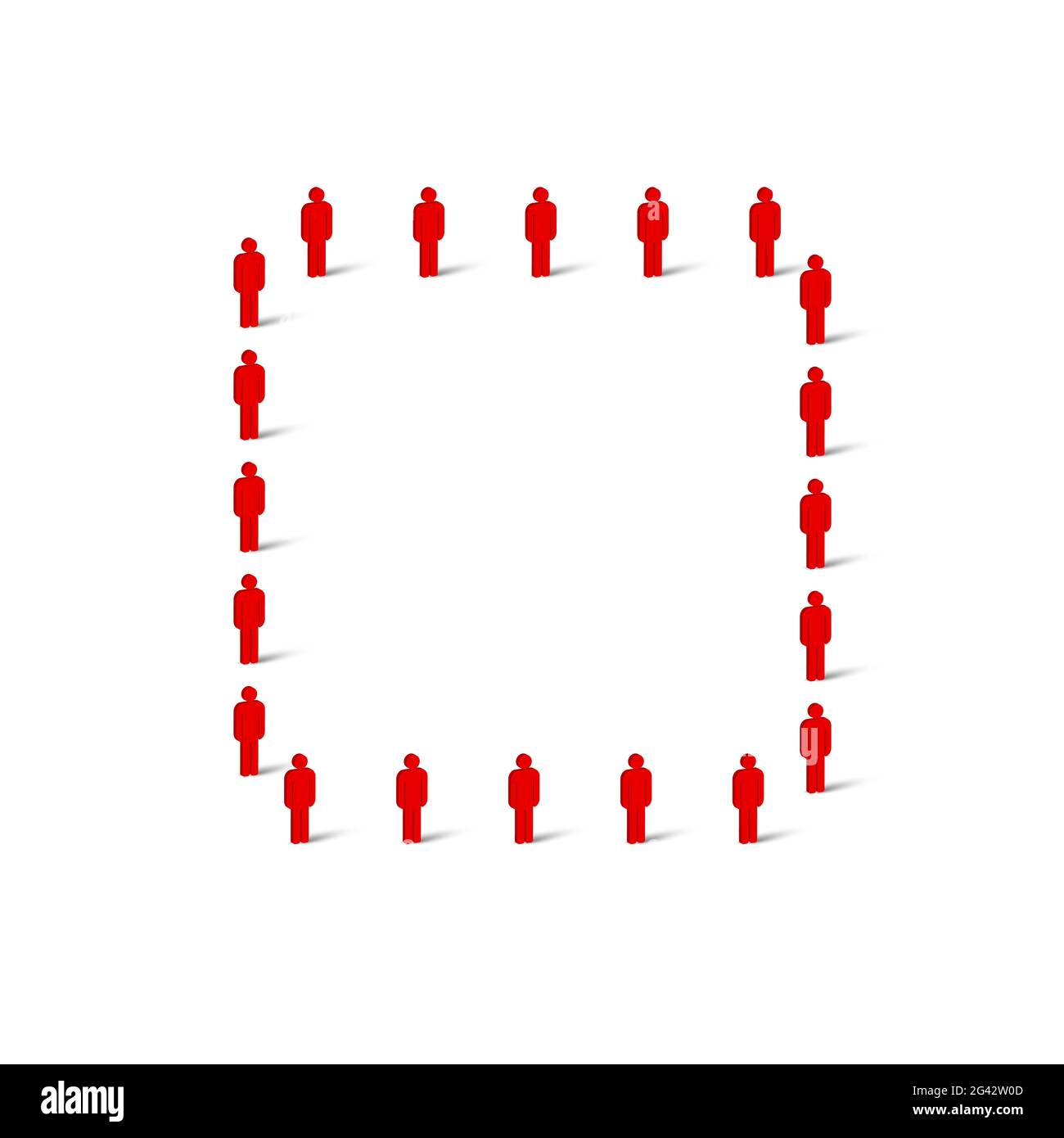 Human crowd in the shape of square. Large people group. Stick figure ...