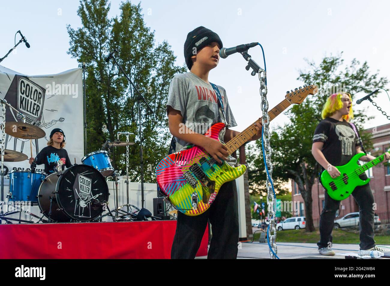 Color Killer, a young punk band, performing in Marlboro, Msssachusetts. Stock Photo