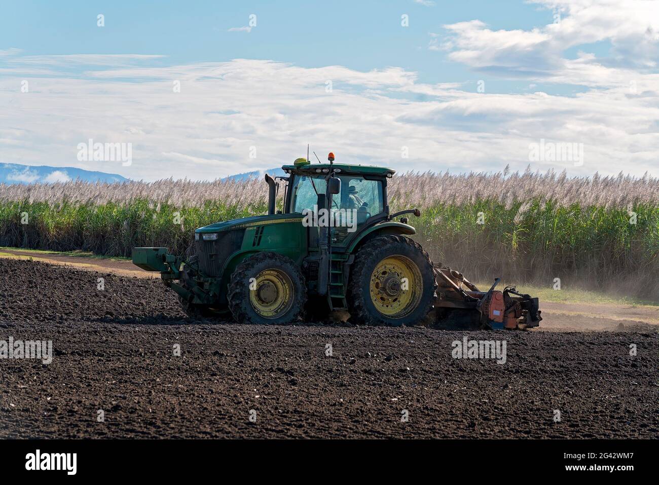 Proserpine, Queensland, Australia June 2021 Farmer on a tractor