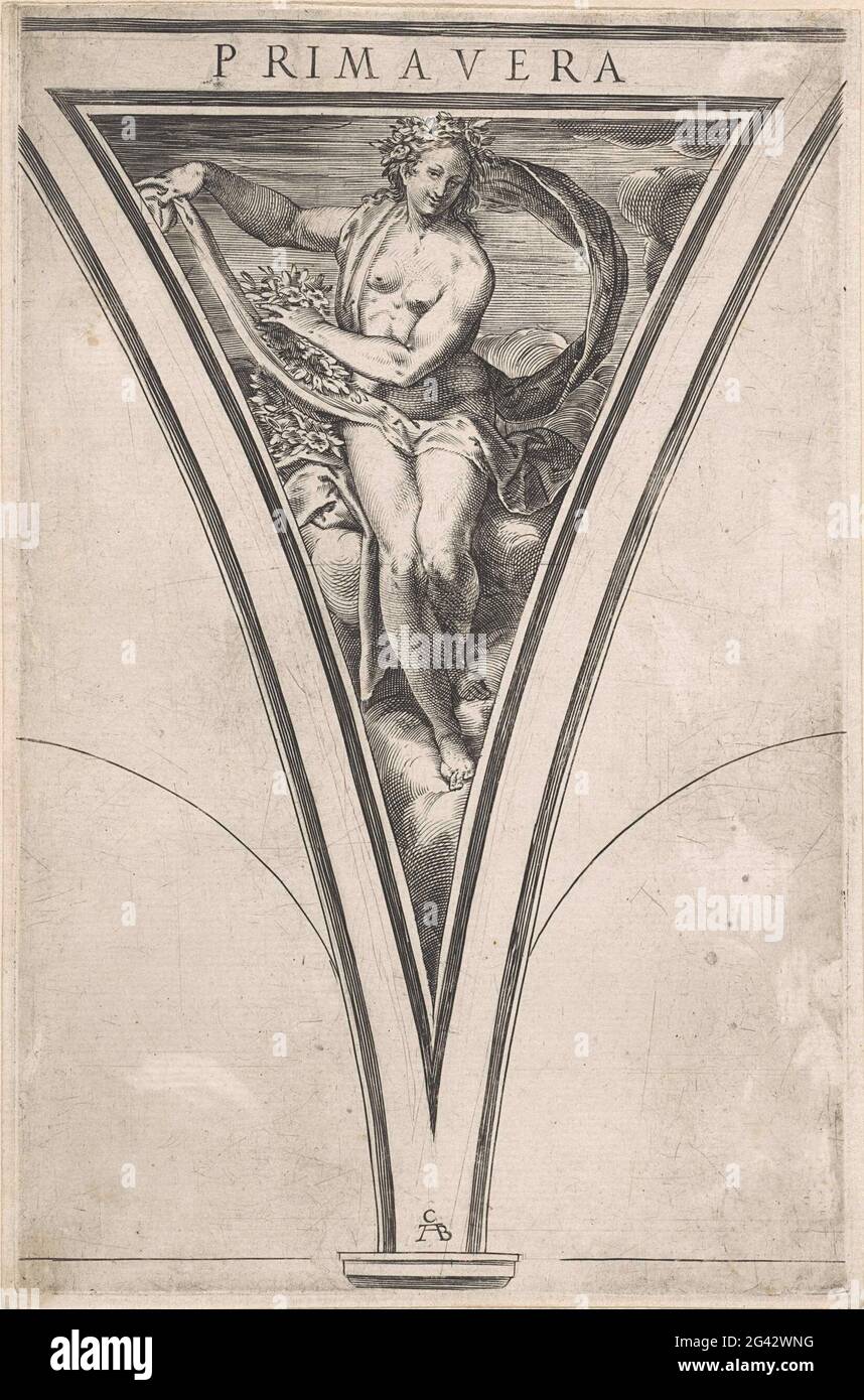 Spring; Primavera; Four Seasons. Sweep with the personification of ...