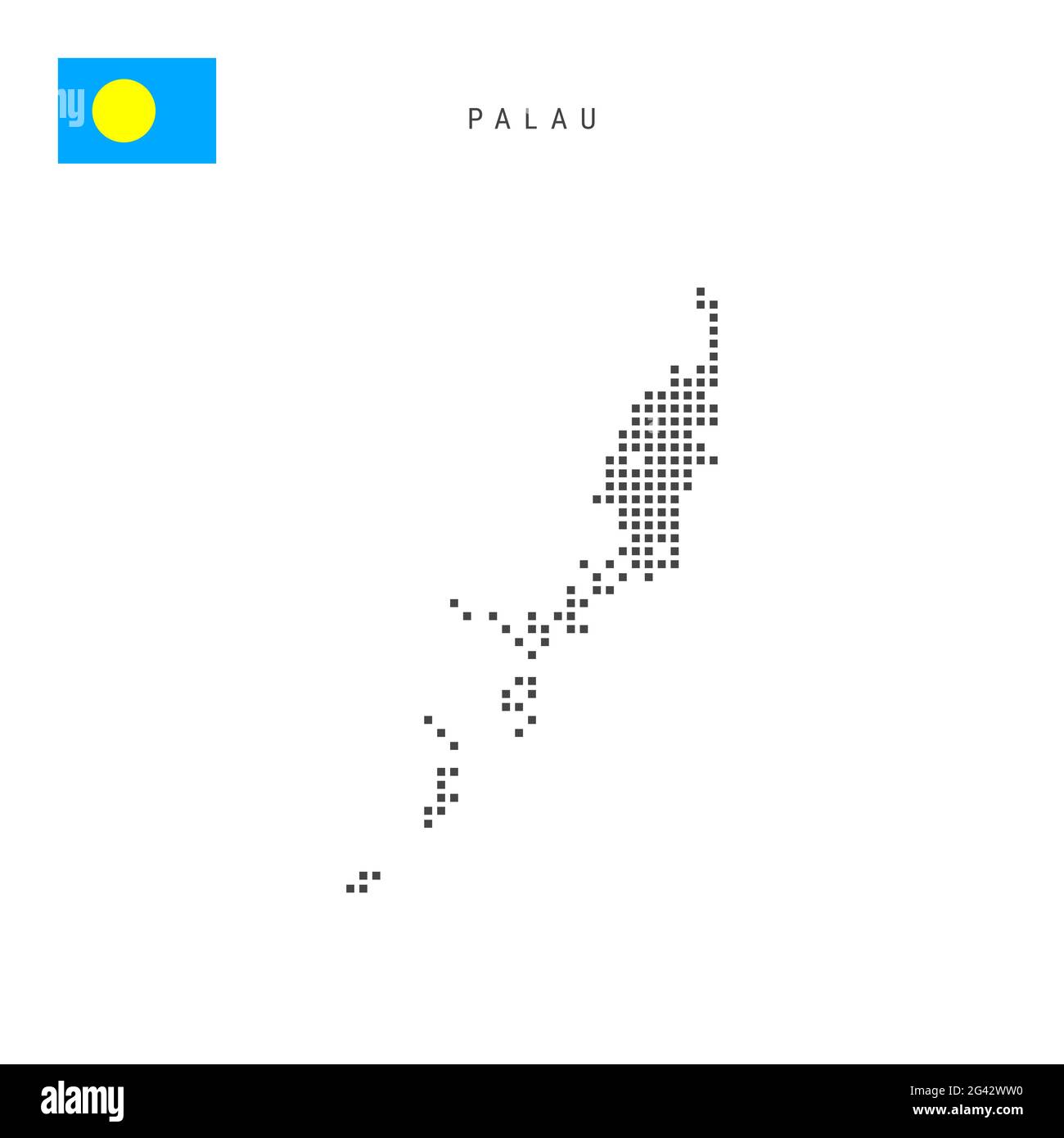 Square dots pattern map of Palau. Palauan dotted pixel map with ...