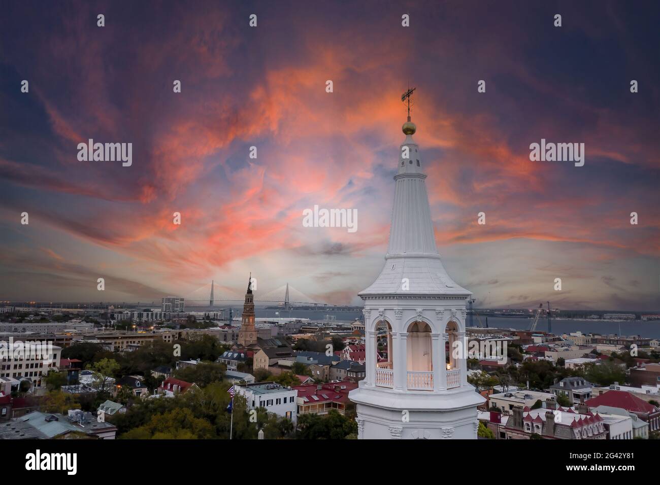 Personal Drone In Action In The City Of Charleston, SC Stock Photo